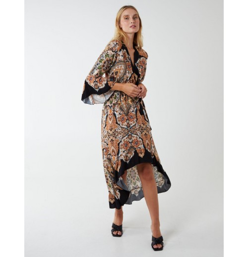 Paisley Wrap Kimono Style Hi Lo Dress Paisley Wrap Kimono Style Hi Lo Dress