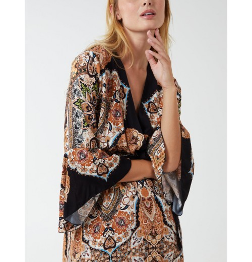 Paisley Wrap Kimono Style Hi Lo Dress Paisley Wrap Kimono Style Hi Lo Dress