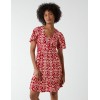 V Neck Shirred Mini Tea Dress With Split V Neck Shirred Mini Tea Dress With Split
