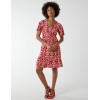 V Neck Shirred Mini Tea Dress With Split V Neck Shirred Mini Tea Dress With Split