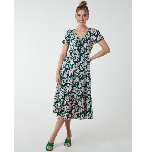V Neck Trapeze Dress With Chanelled Bust V Neck Trapeze Dress With Chanelled Bust