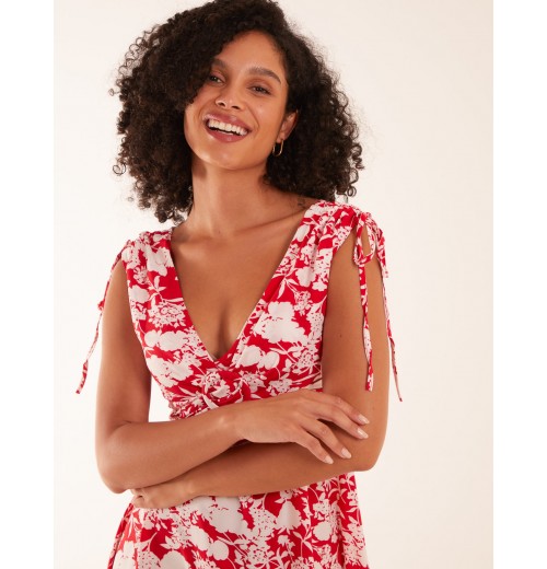 Ring Front V Neck Midi Dress Ring Front V Neck Midi Dress