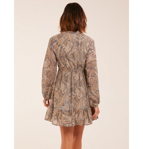 Button Through Tassel Peasant Mini Dress Button Through Tassel Peasant Mini Dress