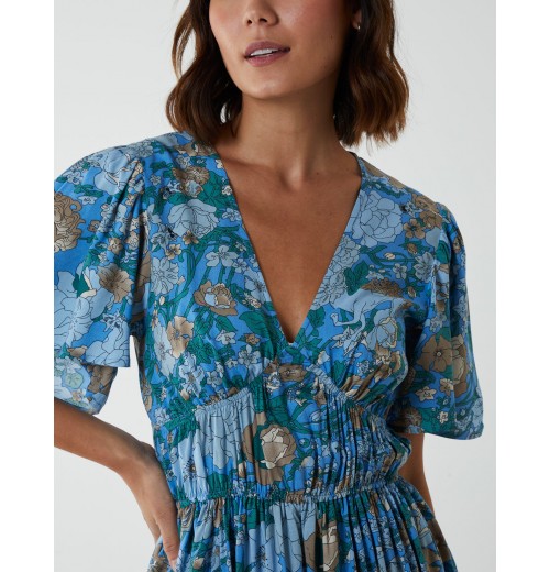 V Neck Ruffle Detail Tiered Midi Dress V Neck Ruffle Detail Tiered Midi Dress