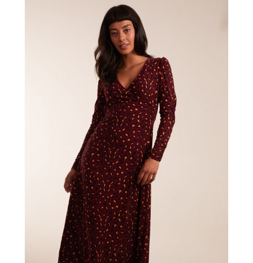 Leopard Print Wrap Front Ruched Midi Dress Leopard Print Wrap Front Ruched Midi Dress