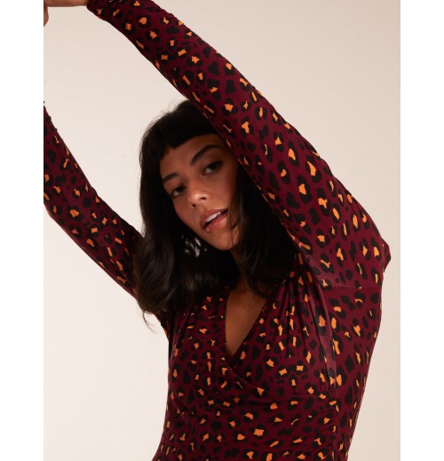 Leopard Print Wrap Front Ruched Midi Dress Leopard Print Wrap Front Ruched Midi Dress