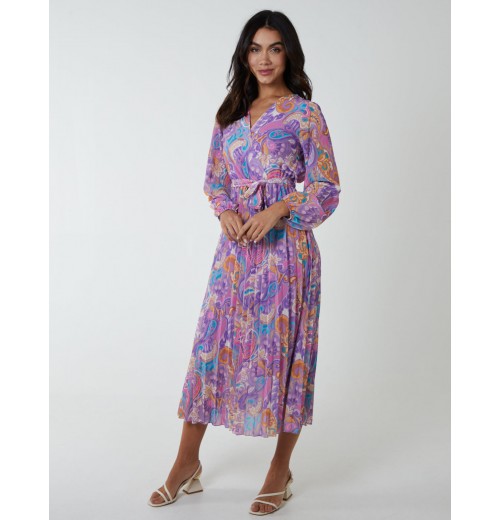 Paisley Wrap Pleated Dress Paisley Wrap Pleated Dress