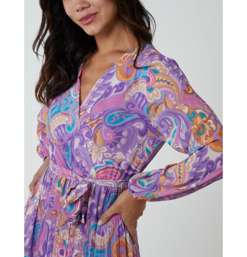 Paisley Wrap Pleated Dress Paisley Wrap Pleated Dress