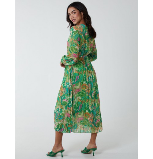 Paisley Wrap Pleated Dress Paisley Wrap Pleated Dress