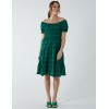 Puff Sleeve Bardot Shirred Dress Puff Sleeve Bardot Shirred Dress
