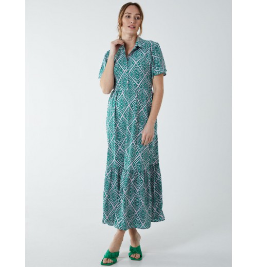 Diamond Print Angel Sleeve Maxi Dress Diamond Print Angel Sleeve Maxi Dress