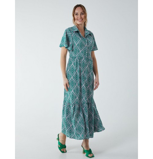 Diamond Print Angel Sleeve Maxi Dress Diamond Print Angel Sleeve Maxi Dress