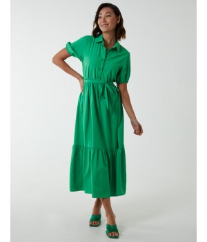 Belted Tiered Midi Dress