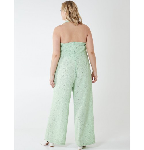 Curve Halter Neck Culotte Green Jumpsuit Curve Halter Neck Culotte Green Jumpsuit