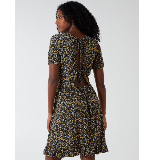 Cut Out Tie Back Mini Dress Cut Out Tie Back Mini Dress