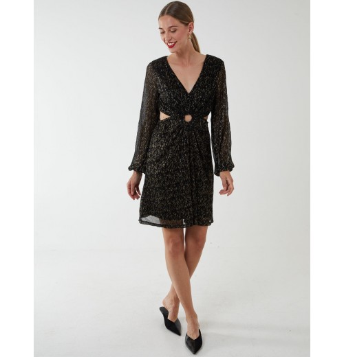 V-Neck Long Sleeve Lurex Dress V-Neck Long Sleeve Lurex Dress