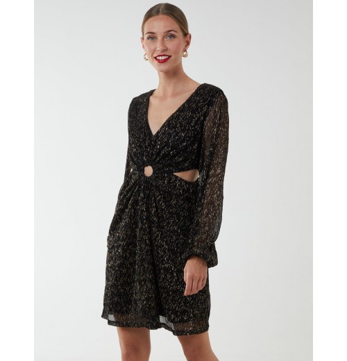 V-Neck Long Sleeve Lurex Dress V-Neck Long Sleeve Lurex Dress
