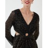 V-Neck Long Sleeve Lurex Dress V-Neck Long Sleeve Lurex Dress