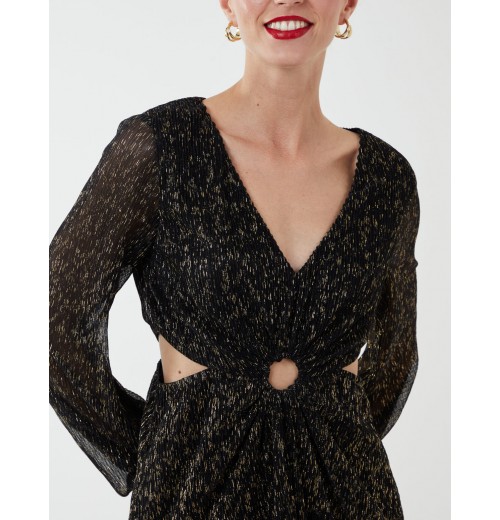 V-Neck Long Sleeve Lurex Dress V-Neck Long Sleeve Lurex Dress
