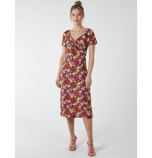 V Neck Ruched Midi Dress V Neck Ruched Midi Dress