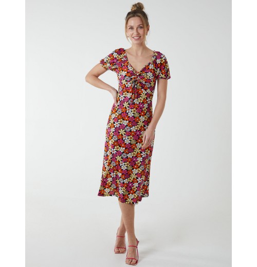 V Neck Ruched Midi Dress V Neck Ruched Midi Dress