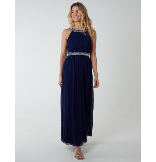 Diamond Detail Halter Neck Maxi Dress Diamond Detail Halter Neck Maxi Dress