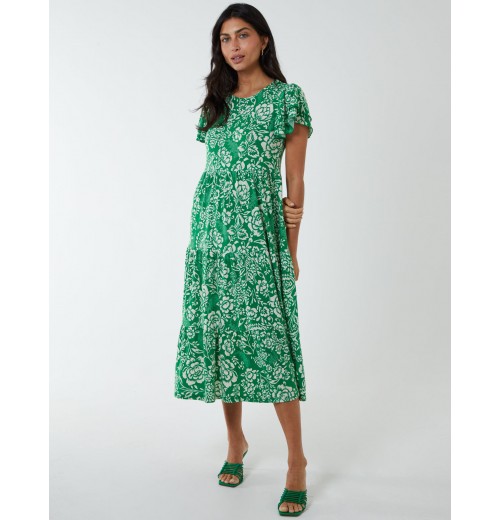 Ruffle Sleeve Tier Midi Dress Ruffle Sleeve Tier Midi Dress