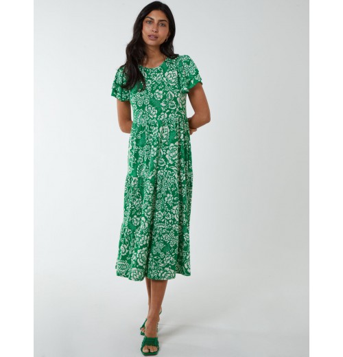 Ruffle Sleeve Tier Midi Dress Ruffle Sleeve Tier Midi Dress