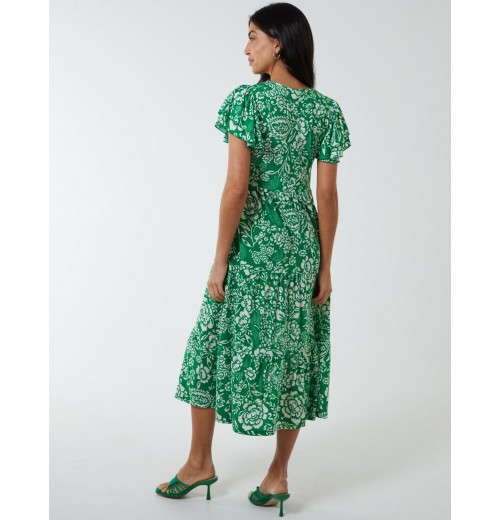 Ruffle Sleeve Tier Midi Dress Ruffle Sleeve Tier Midi Dress