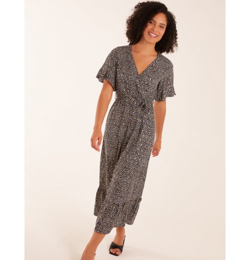 Leopard Wrap Cross Over Midi Dress Leopard Wrap Cross Over Midi Dress