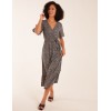 Leopard Wrap Cross Over Midi Dress Leopard Wrap Cross Over Midi Dress
