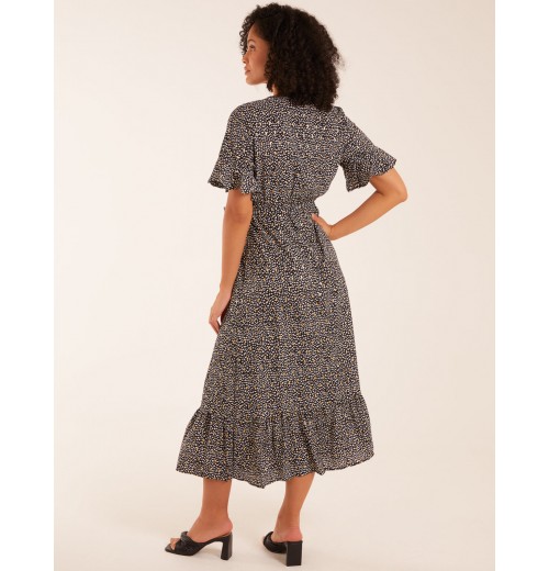 Leopard Wrap Cross Over Midi Dress Leopard Wrap Cross Over Midi Dress