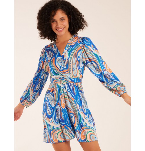 Paisley Print Wrap Front Dress Paisley Print Wrap Front Dress