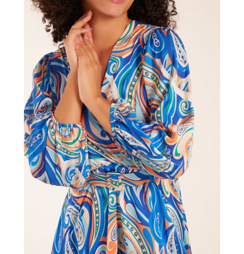 Paisley Print Wrap Front Dress Paisley Print Wrap Front Dress