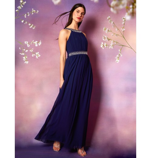 Diamond Detail Halter Neck Maxi Dress Diamond Detail Halter Neck Maxi Dress
